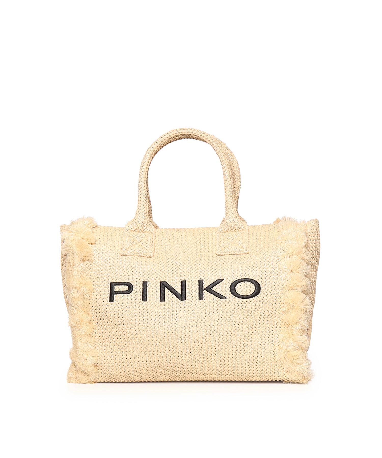 Borsa shopper media Beach in rafia con logo e nappine 106673 A39YHZ3Q PINKO 