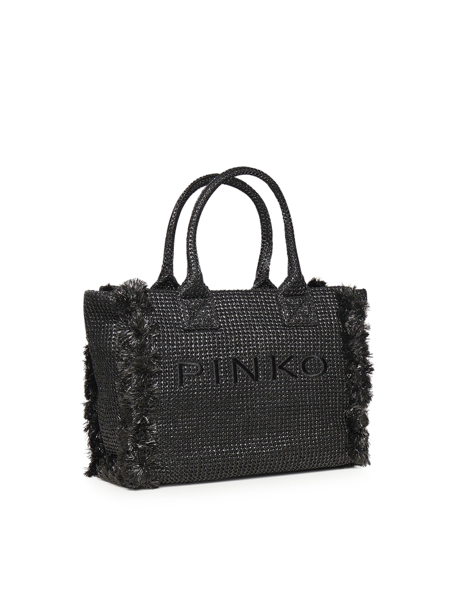 Borsa shopper media Beach in rafia con logo e nappine 106673 A39YZ99Q PINKO 