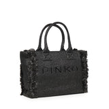 Borsa shopper media Beach in rafia con logo e nappine 106673 A39YZ99Q PINKO 