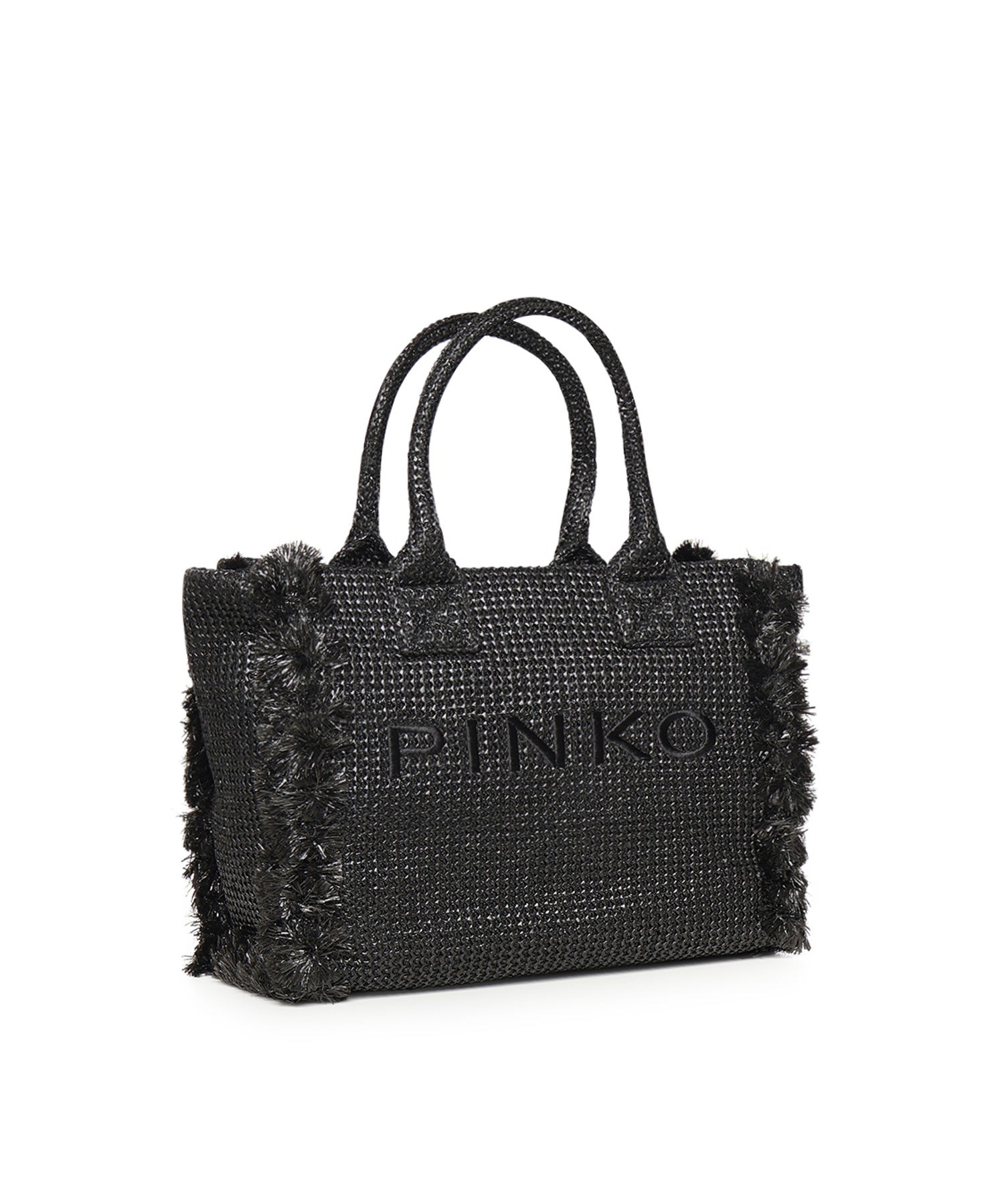 Borsa shopper media Beach in rafia con logo e nappine 106673 A39YZ99Q PINKO 
