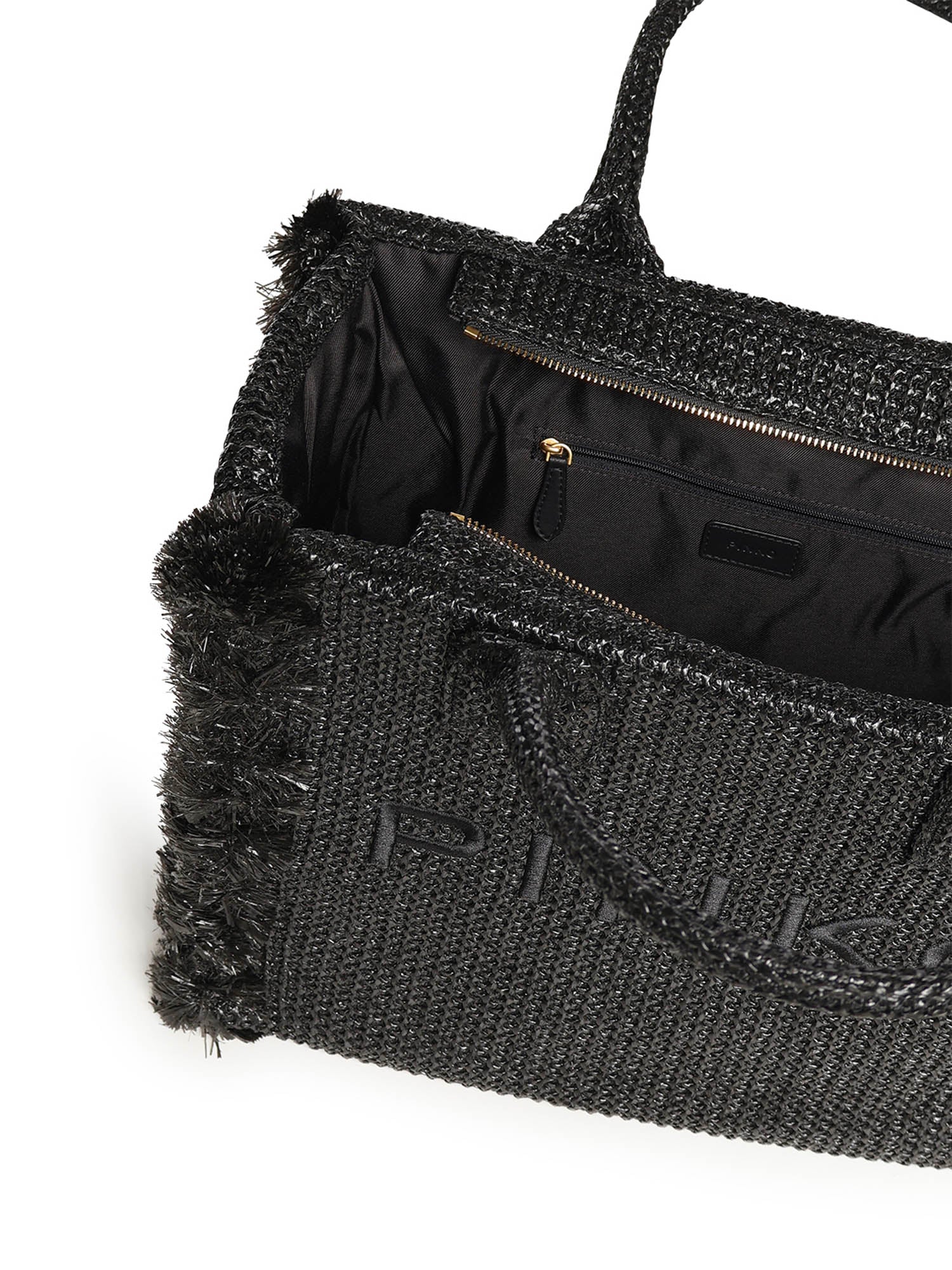 Borsa shopper media Beach in rafia con logo e nappine 106673 A39YZ99Q PINKO 