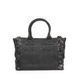 Borsa shopper media Beach in rafia con logo e nappine 106673 A39YZ99Q PINKO 