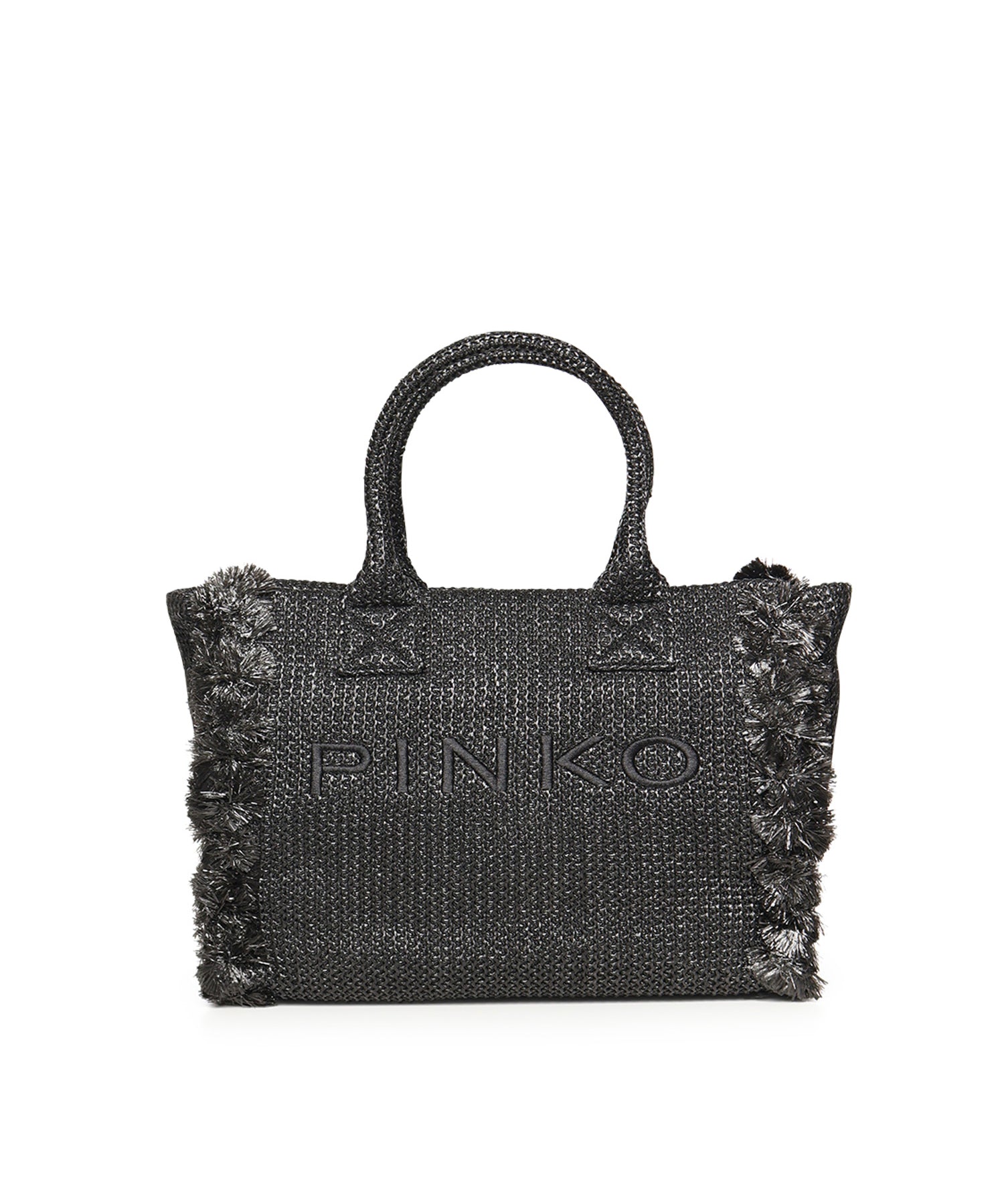 Borsa shopper media Beach in rafia con logo e nappine 106673 A39YZ99Q PINKO 
