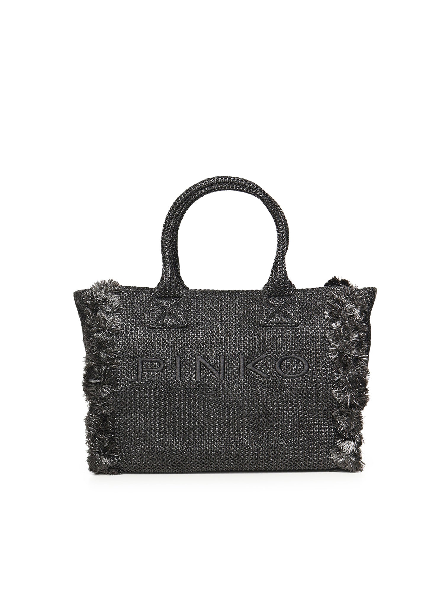 Borsa shopper media Beach in rafia con logo e nappine 106673 A39YZ99Q PINKO 