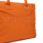 Borsa shopper Beach in canvas con logo 106673 A3A4A76 PINKO 