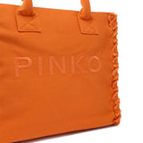 Borsa shopper Beach in canvas con logo 106673 A3A4A76 PINKO 