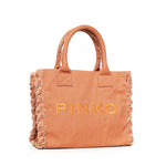 Borsa shopper Beach in canvas con logo 106673 A3A4L08 PINKO 
