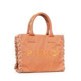 Borsa shopper Beach in canvas con logo 106673 A3A4L08 PINKO 