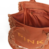 Borsa shopper Beach in canvas con logo 106673 A3A4L08 PINKO 