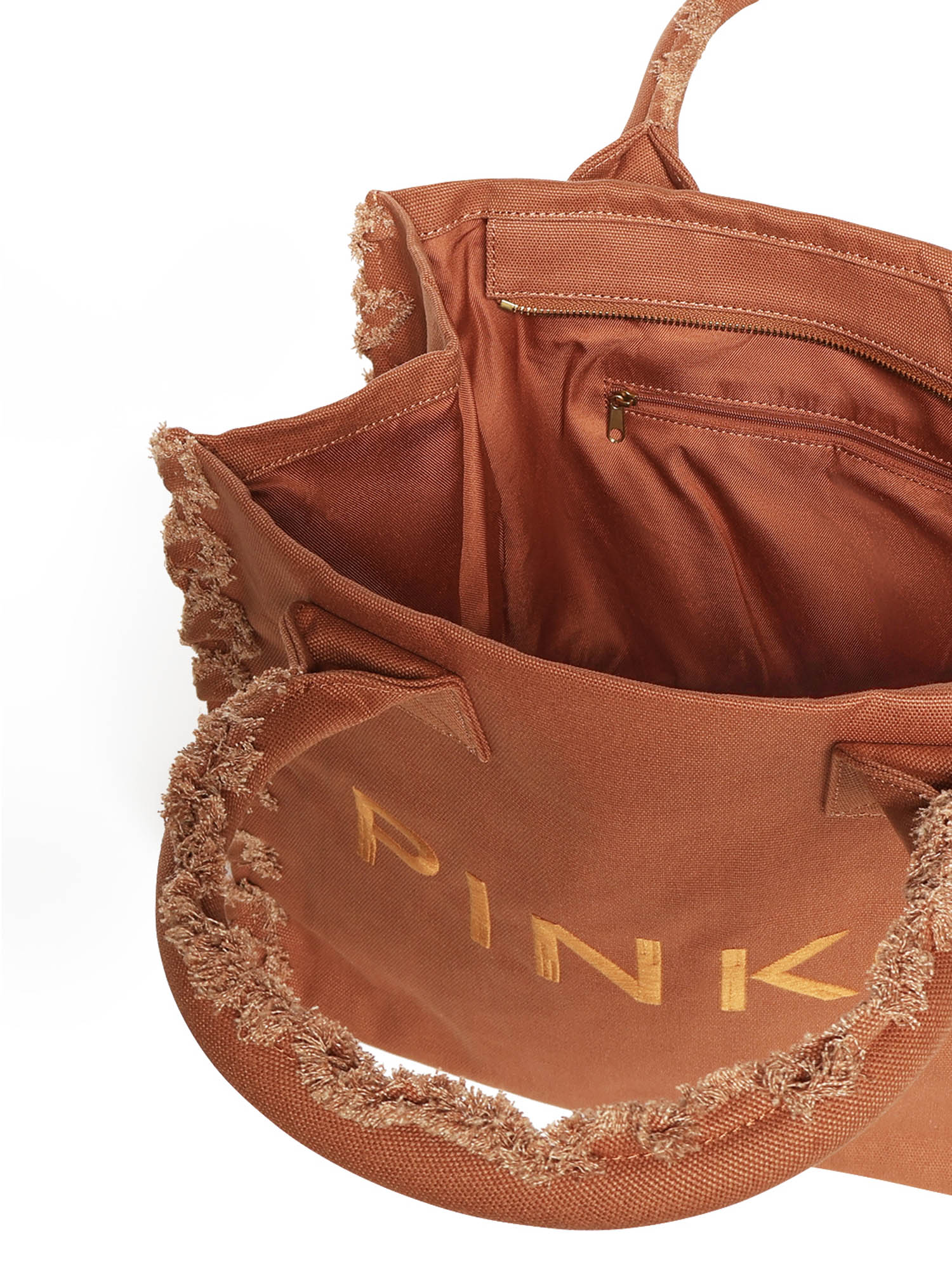 Borsa shopper Beach in canvas con logo 106673 A3A4L08 PINKO 