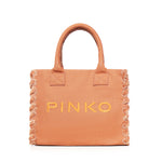 Borsa shopper Beach in canvas con logo 106673 A3A4L08 PINKO 