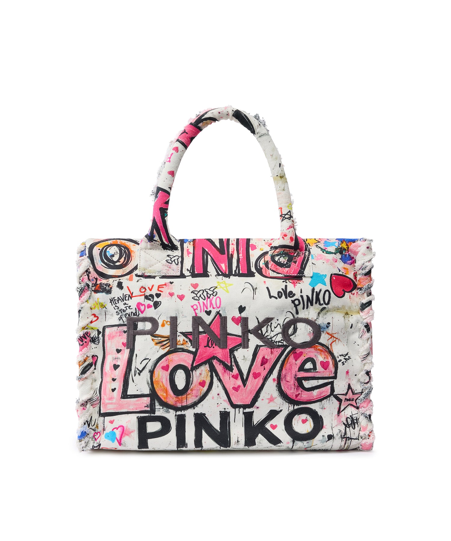 Borsa shopper in cotone con logo<BR/> 106673 A3B6ZW0Q PINKO 
