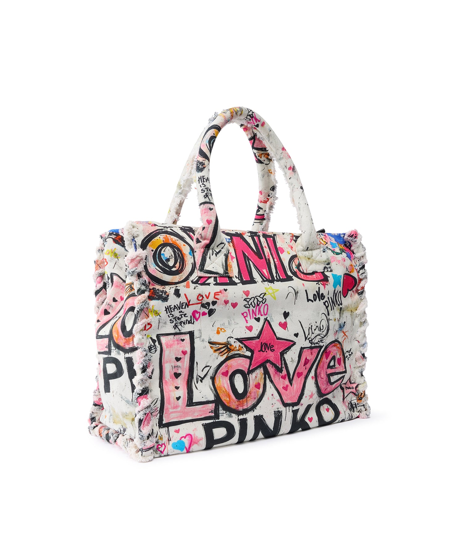 Borsa shopper in cotone con logo<BR/> 106673 A3B6ZW0Q PINKO 