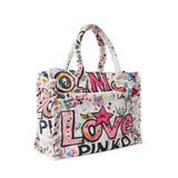 Borsa shopper in cotone con logo<BR/> 106673 A3B6ZW0Q PINKO 