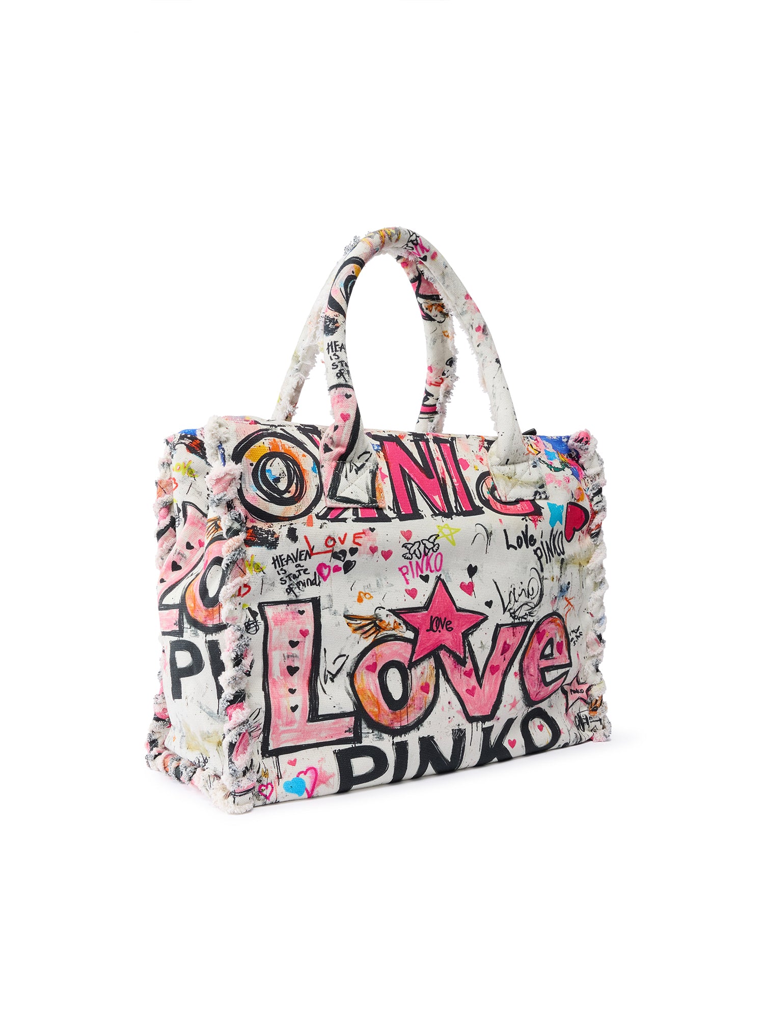 Borsa shopper in cotone con logo<BR/> 106673 A3B6ZW0Q PINKO 