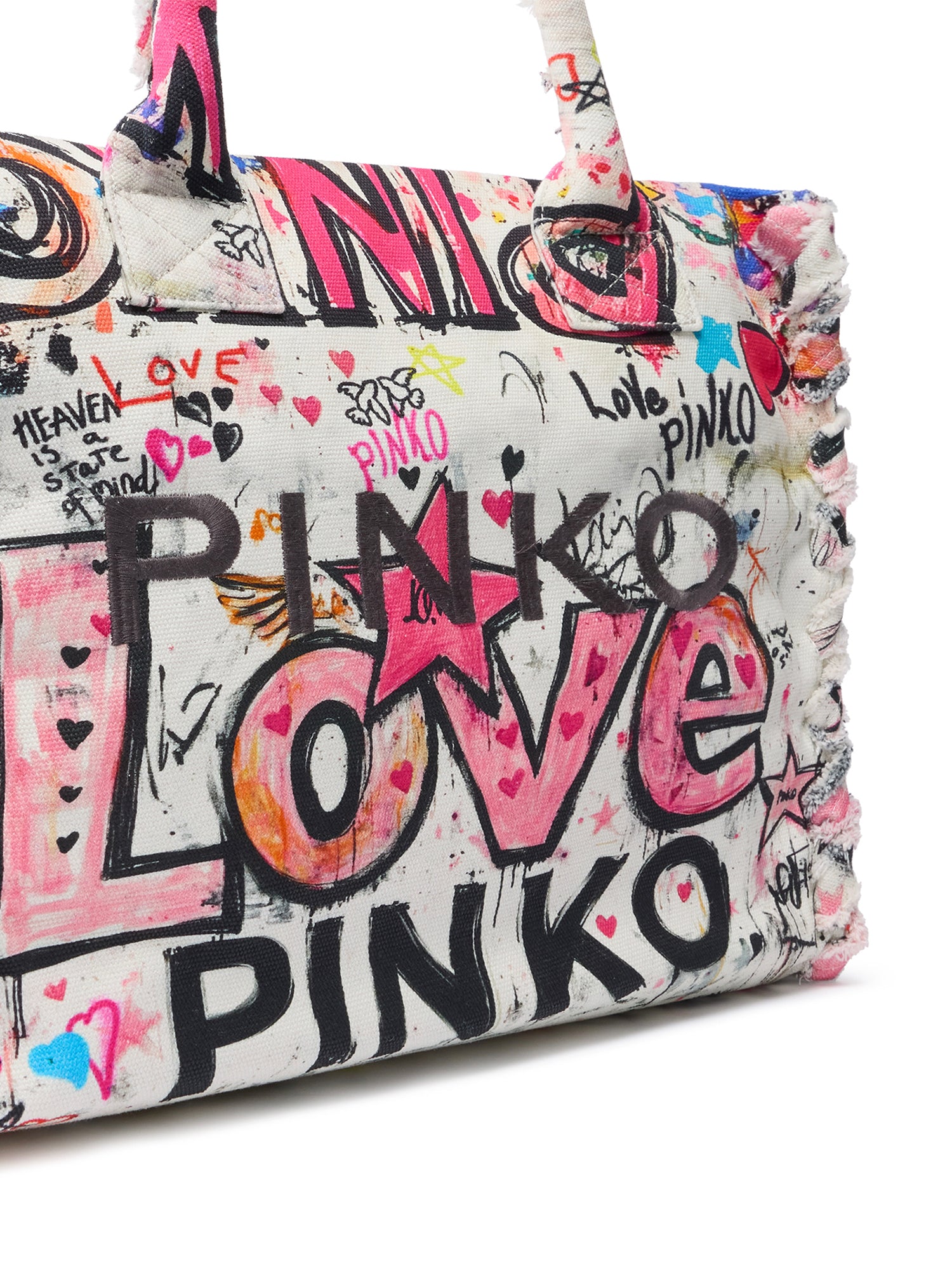 Borsa shopper in cotone con logo<BR/> 106673 A3B6ZW0Q PINKO 
