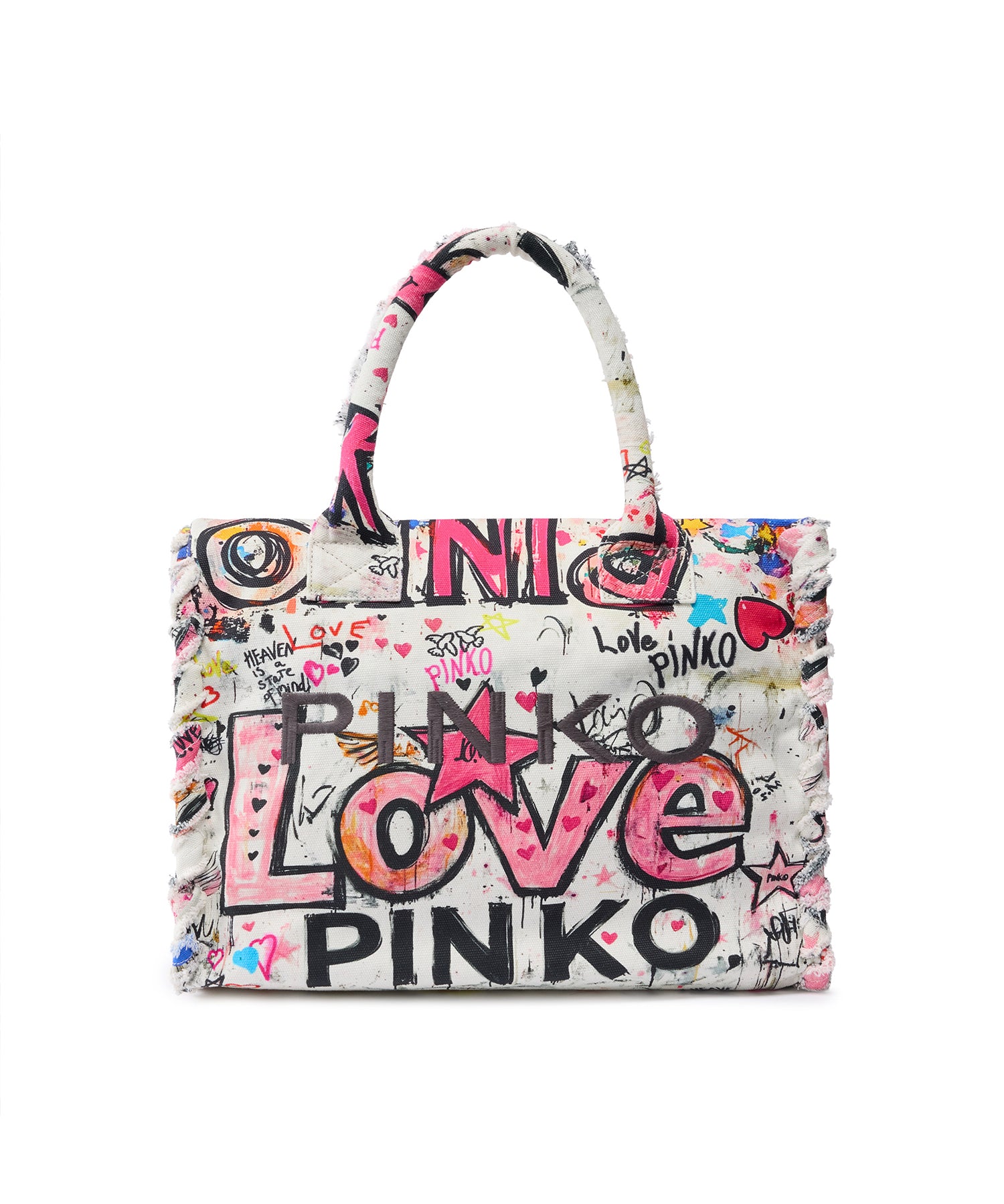 Borsa shopper in cotone con logo<BR/> 106673 A3B6ZW0Q PINKO 