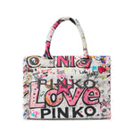 Borsa shopper in cotone con logo<BR/> 106673 A3B6ZW0Q PINKO 