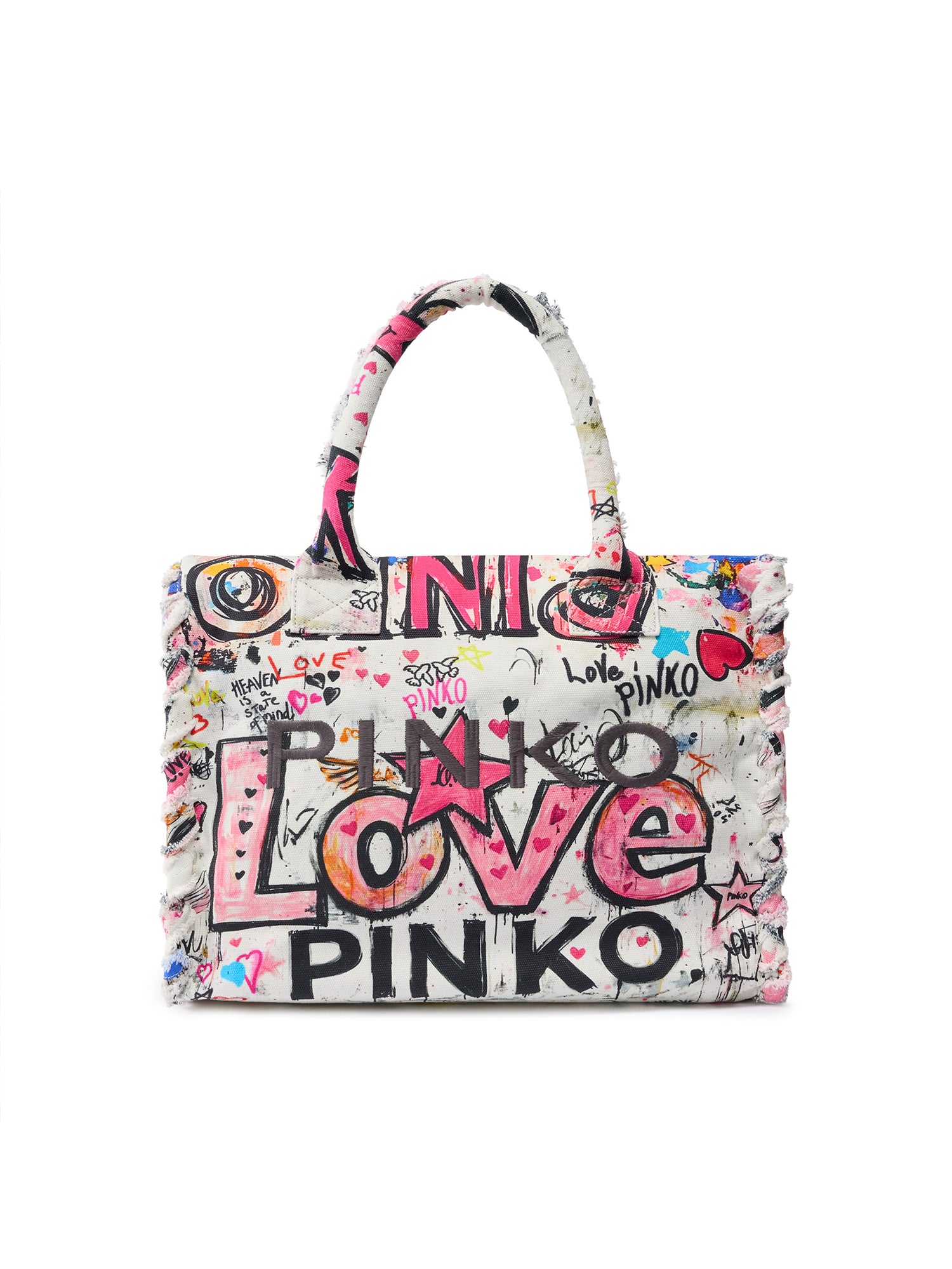 Borsa shopper in cotone con logo<BR/> 106673 A3B6ZW0Q PINKO 