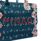 Borsa shopper in cotone con logo 106673 A3B7GA0Q PINKO 