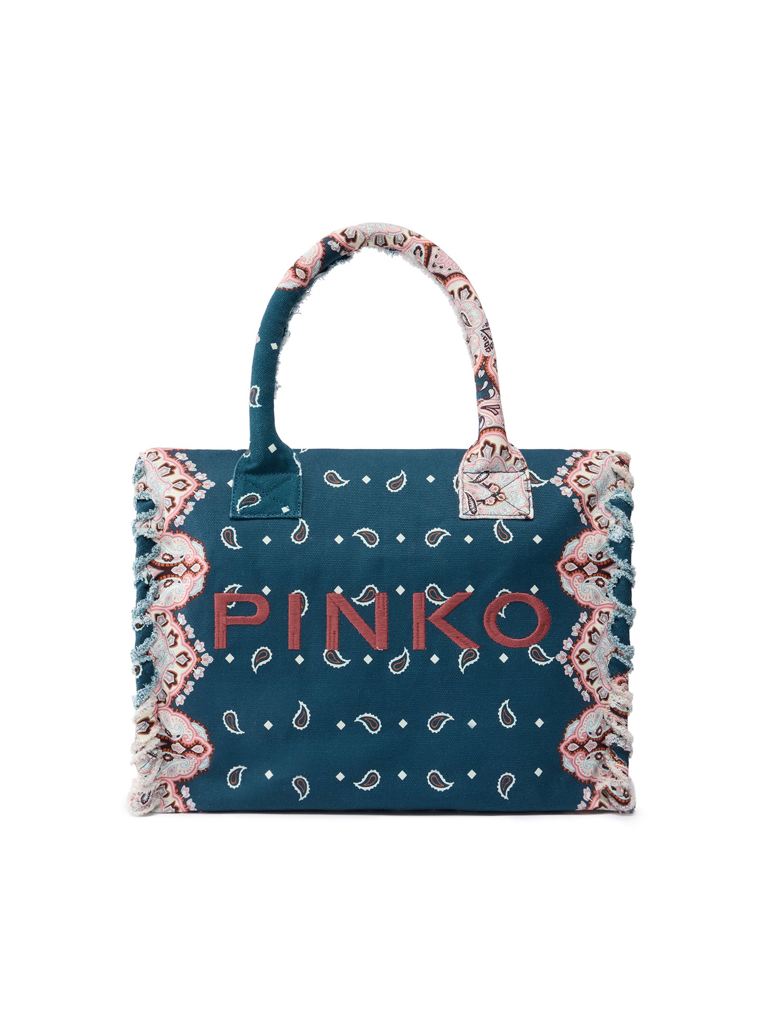 Borsa shopper in cotone con logo 106673 A3B7GA0Q PINKO 