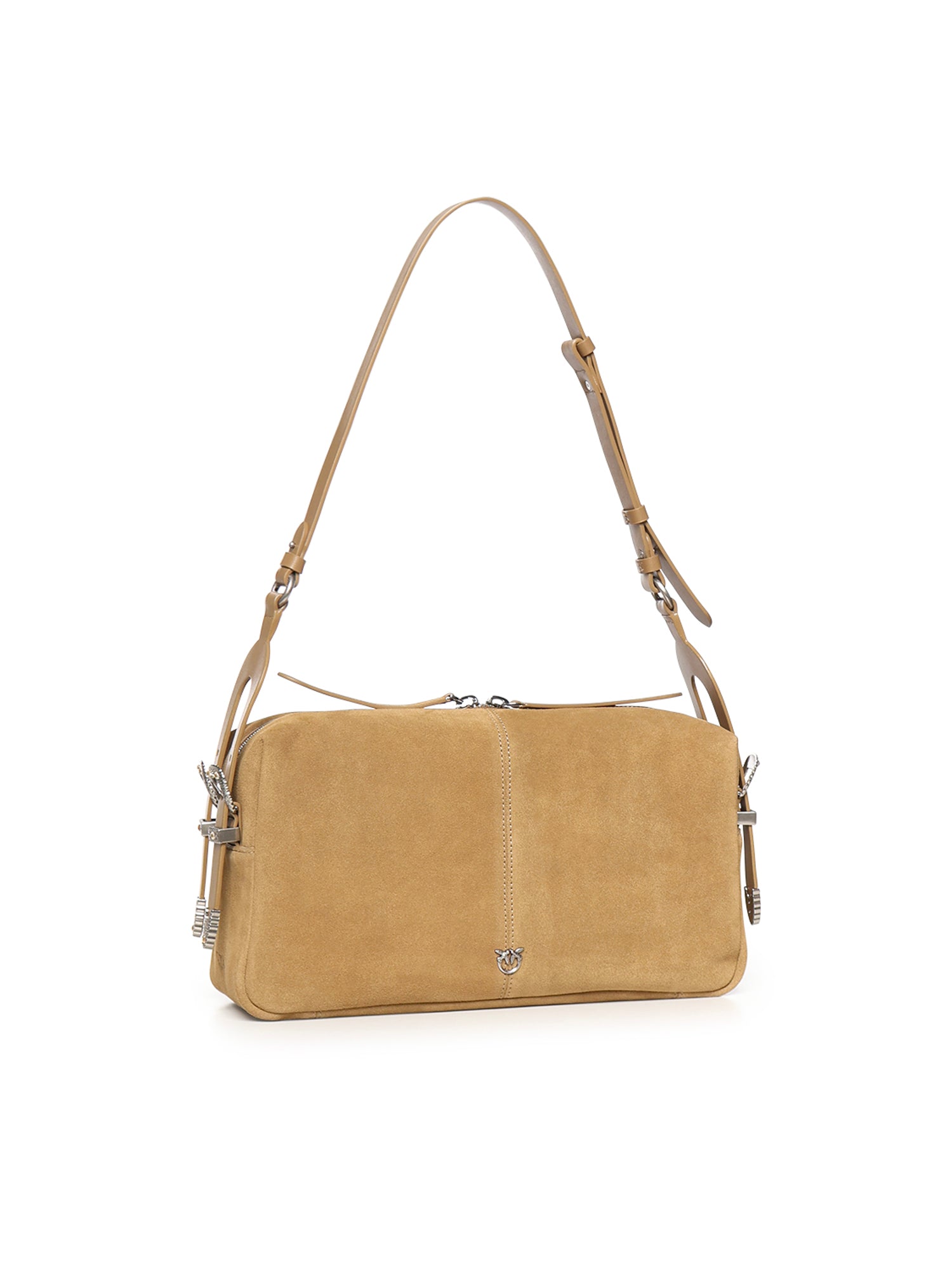 Borsa a spalla media Keeper Bag in suede 106676 A0F6L22O PINKO 