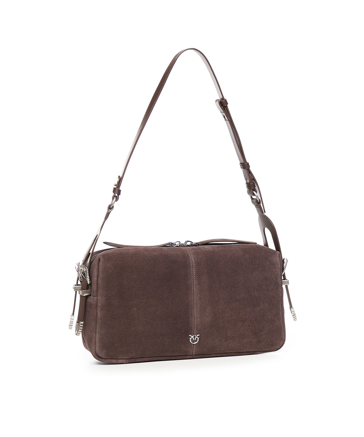 Borsa a spalla media Keeper Bag in suede 106676 A0F6M11O PINKO 