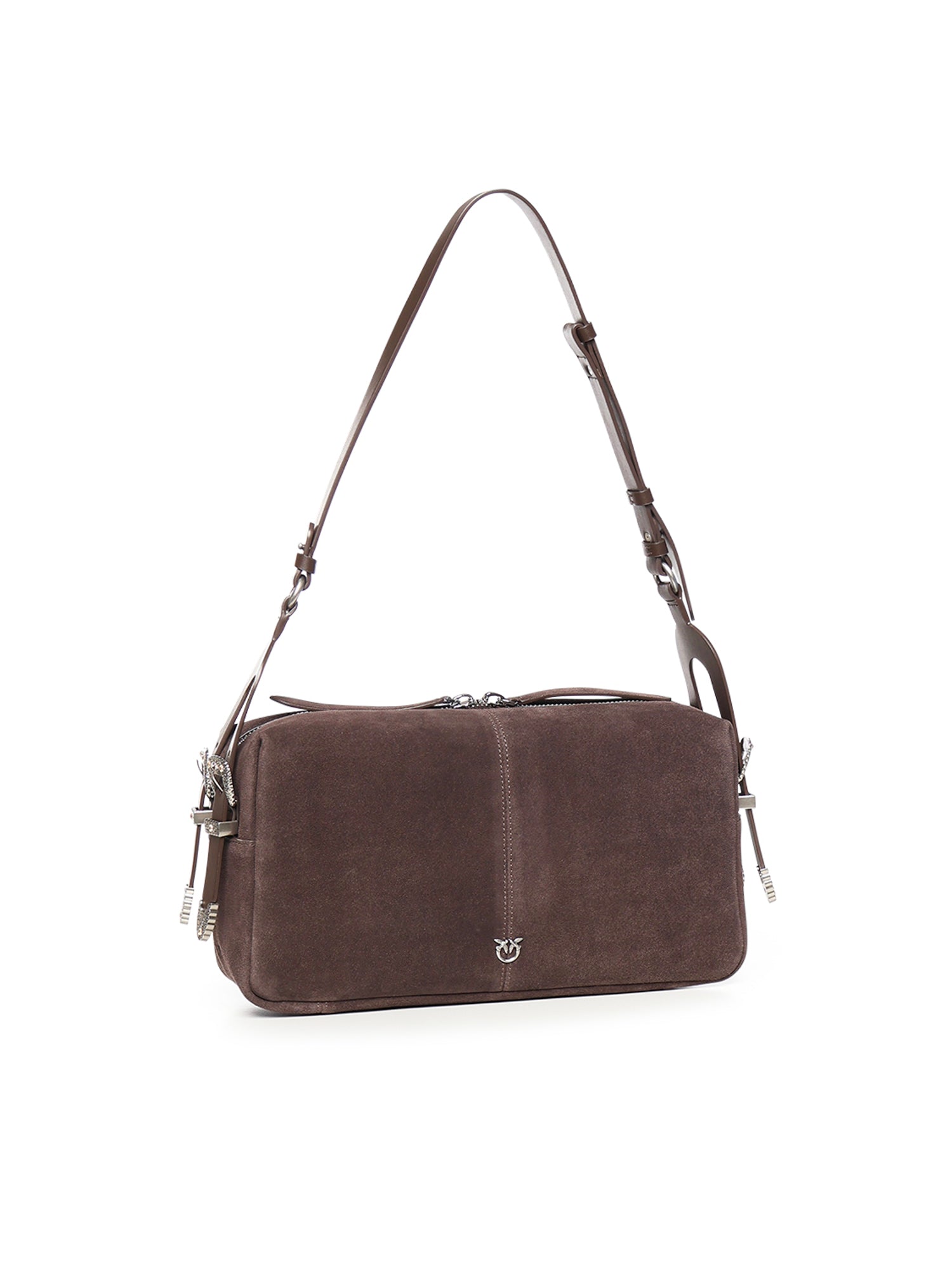 Borsa a spalla media Keeper Bag in suede 106676 A0F6M11O PINKO 