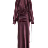 Abito lungo in satin con drappeggio 106677 A1Y5R57 PINKO 