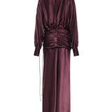 Abito lungo in satin con drappeggio 106677 A1Y5R57 PINKO 