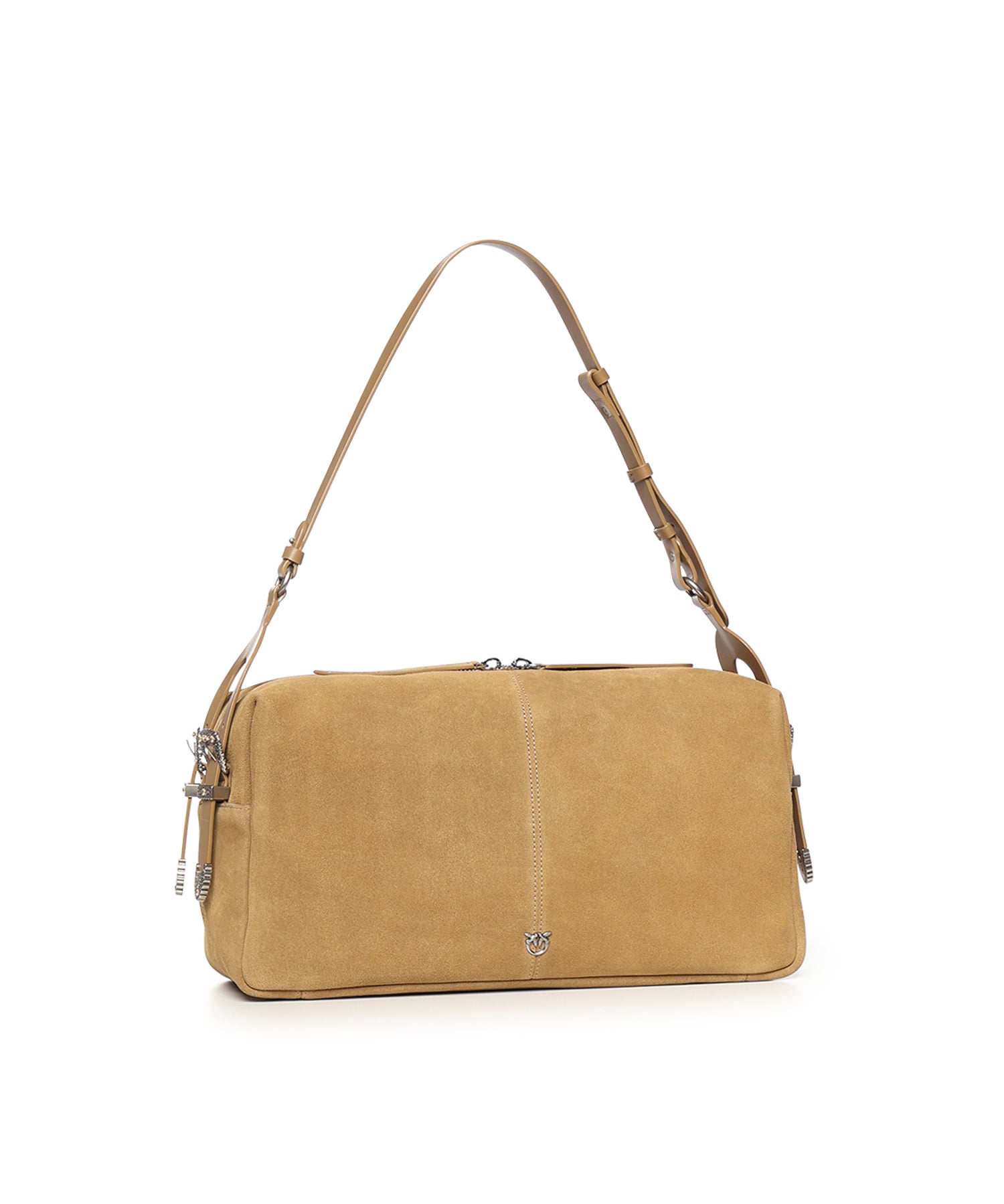 Borsa a spalla grande Keeper Bag in suede 106678 A0F6L22O PINKO 