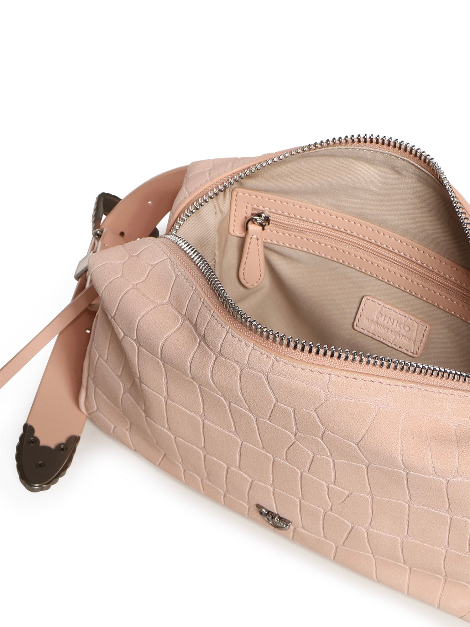 Borsa bauletto a tracolla in pelle stampa coccodrillo 106761 A2YWA28O PINKO 