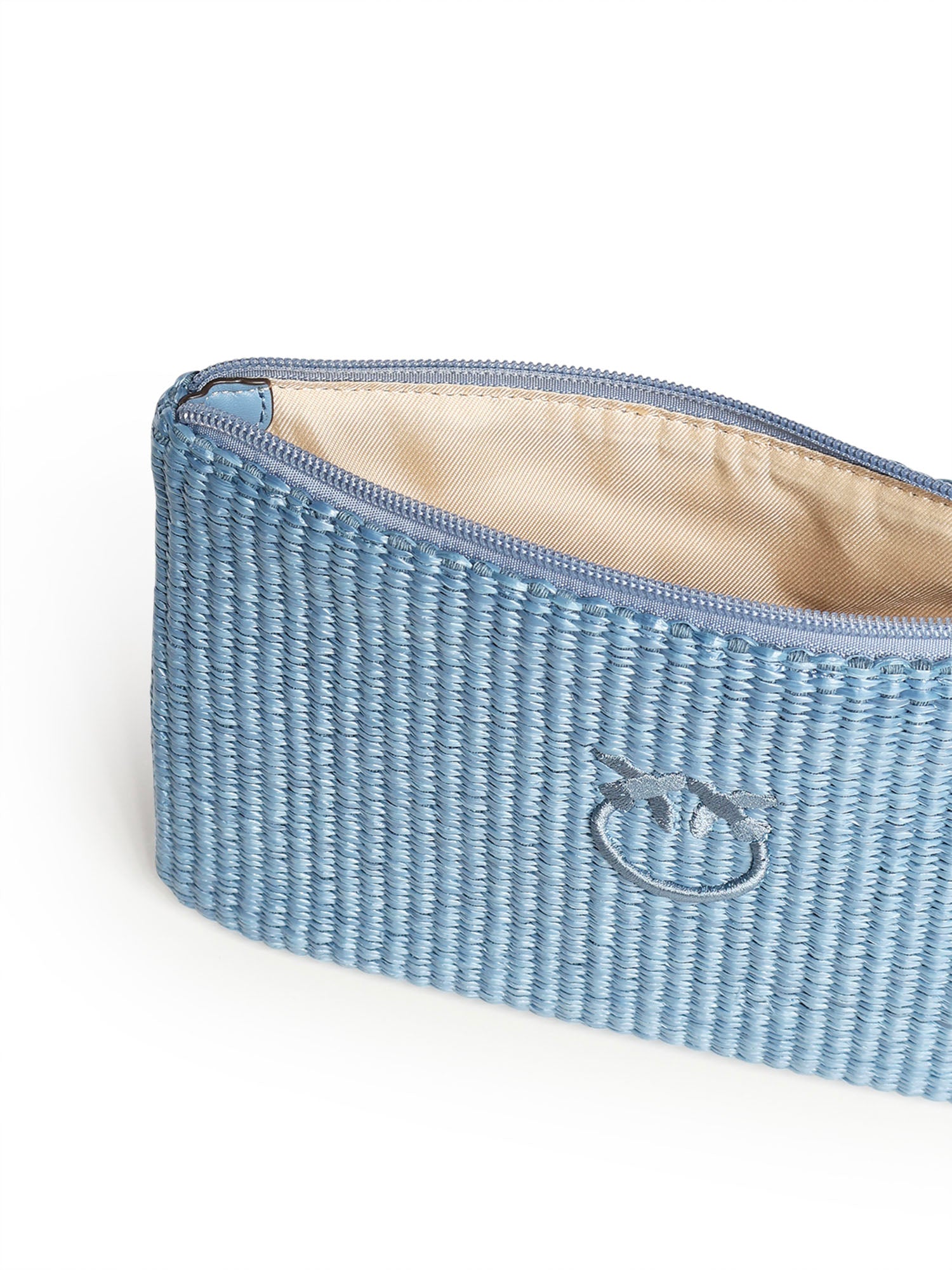 Pochette in rafia con logo Love Birds 106763 A39YE5YQ PINKO 