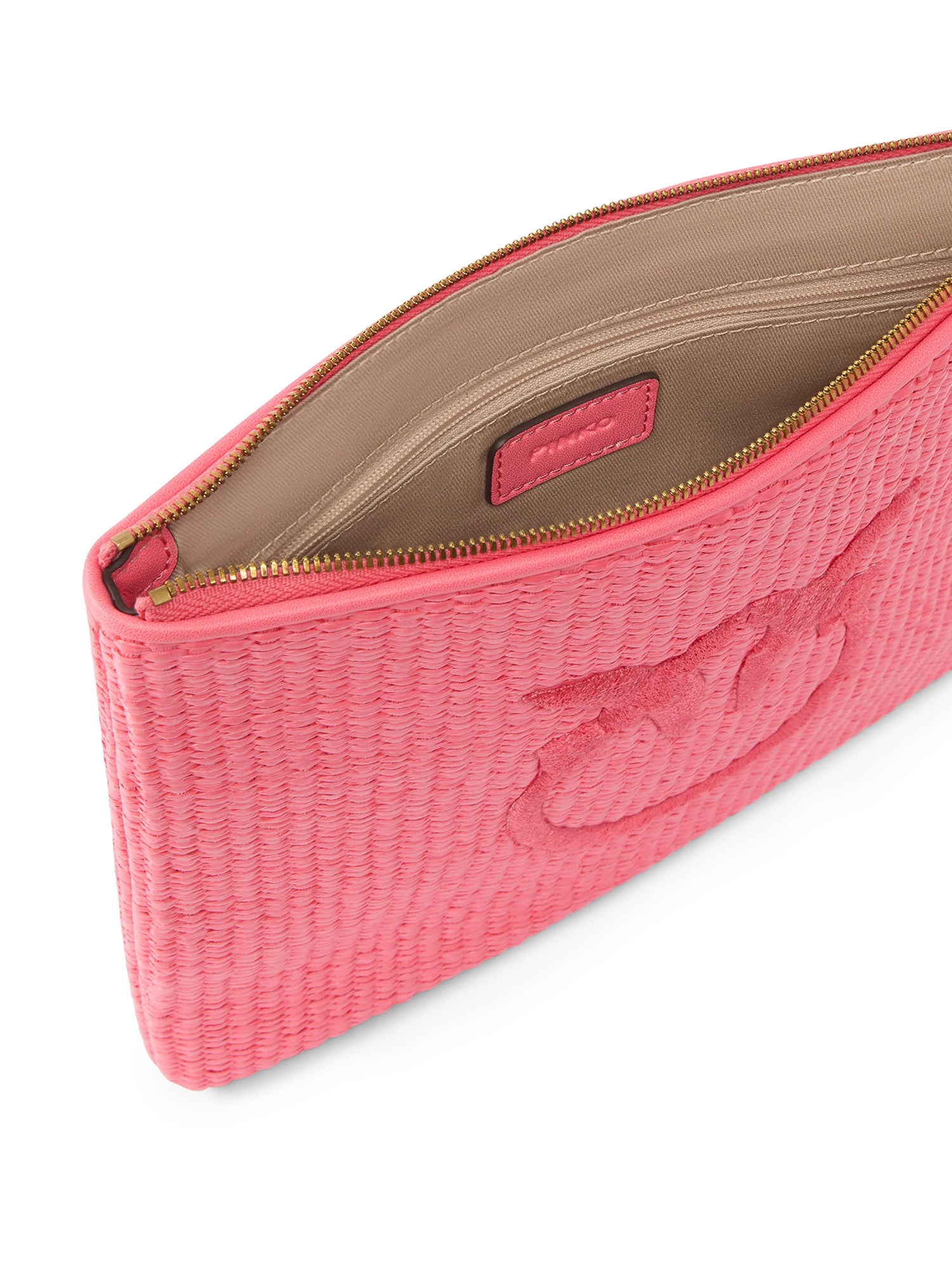 Pochette in rafia con logo Love Birds 106763 A39YN17Q PINKO 
