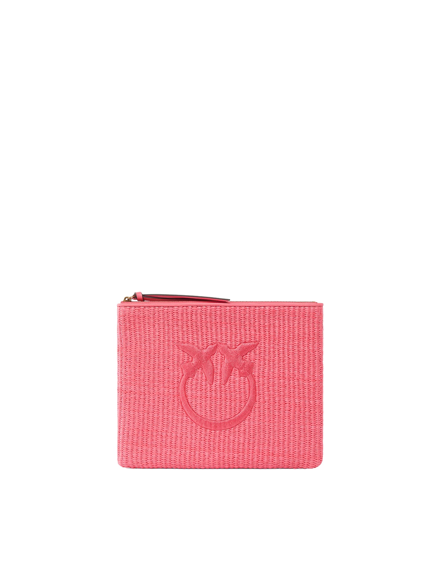 Pochette in rafia con logo Love Birds 106763 A39YN17Q PINKO 