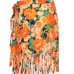 Gonna corta con frange e stampa Botanic Garden 106819 A3AOAS4 PINKO 