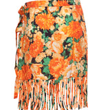 Gonna corta con frange e stampa Botanic Garden 106819 A3AOAS4 PINKO 