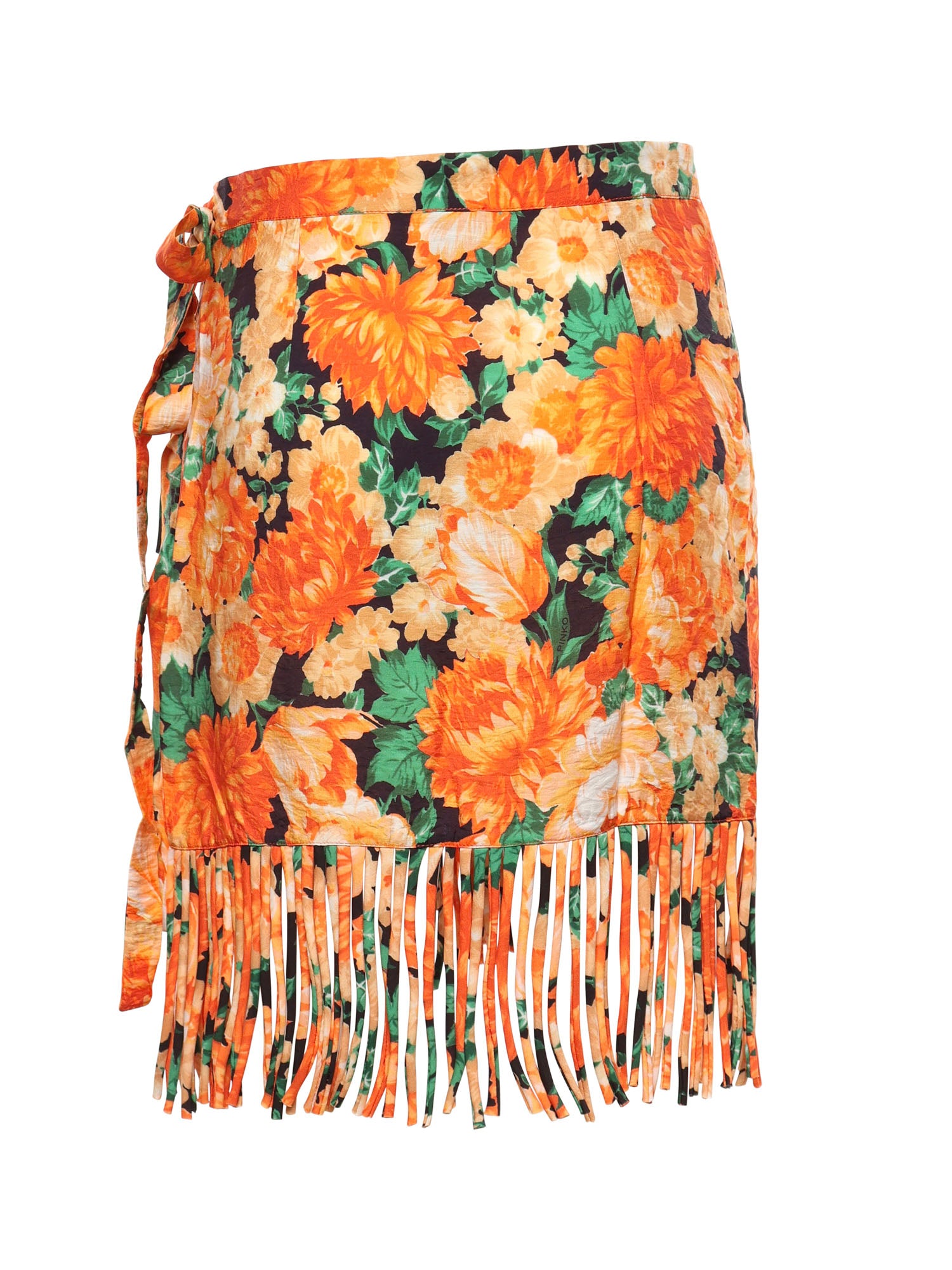 Gonna corta con frange e stampa Botanic Garden 106819 A3AOAS4 PINKO 