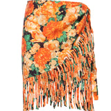 Gonna corta con frange e stampa Botanic Garden 106819 A3AOAS4 PINKO 