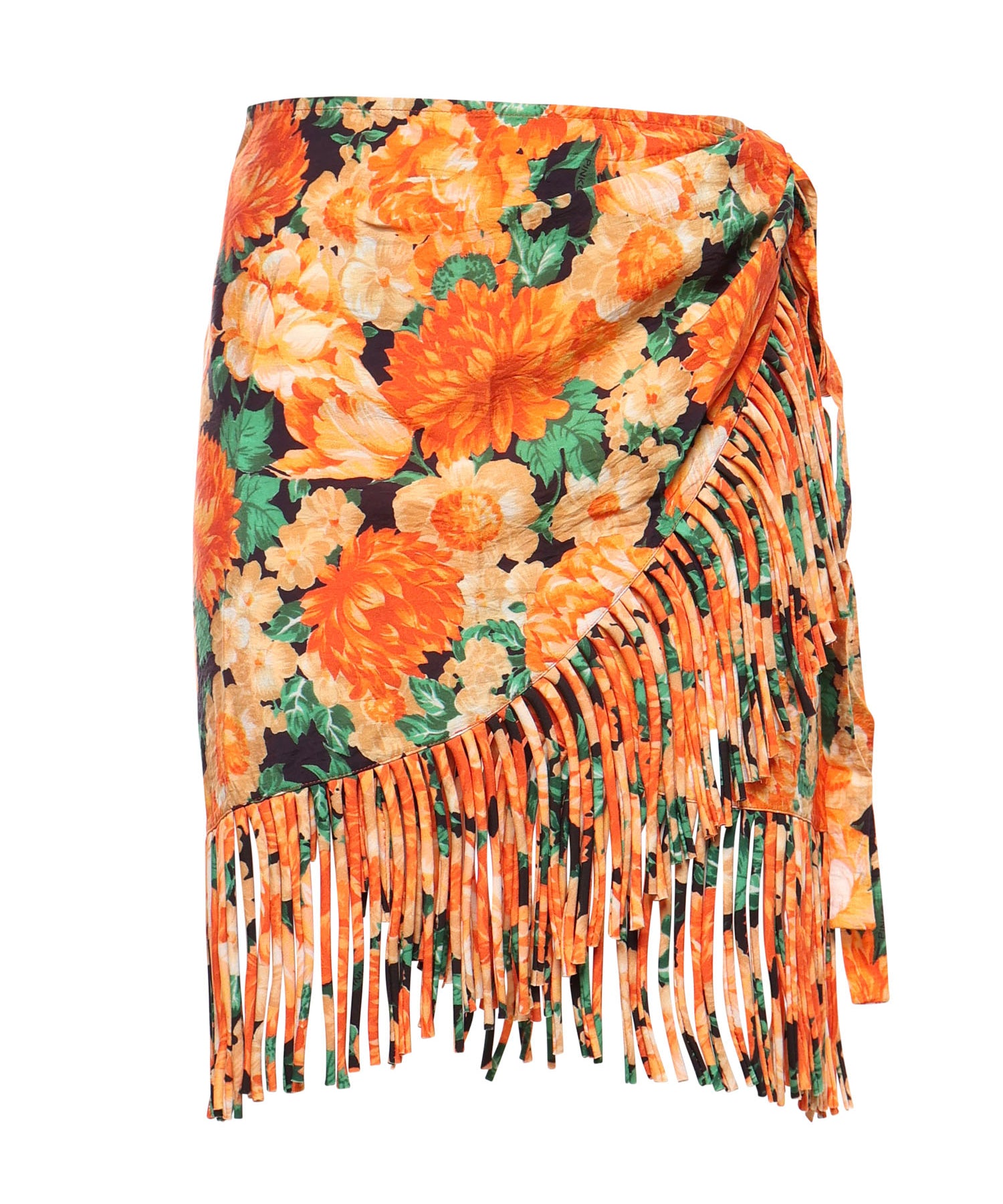 Gonna corta con frange e stampa Botanic Garden 106819 A3AOAS4 PINKO 