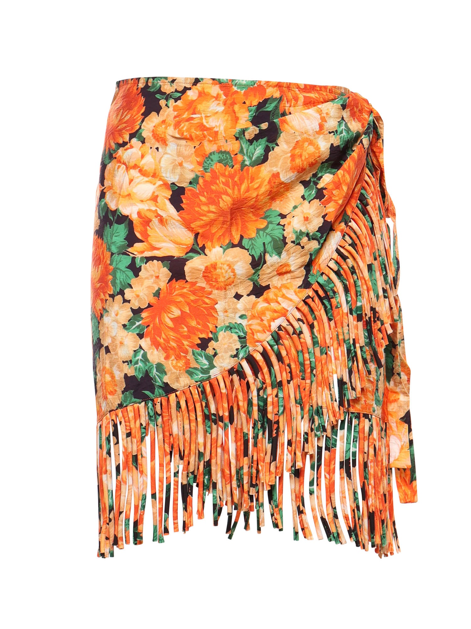 Gonna corta con frange e stampa Botanic Garden 106819 A3AOAS4 PINKO 