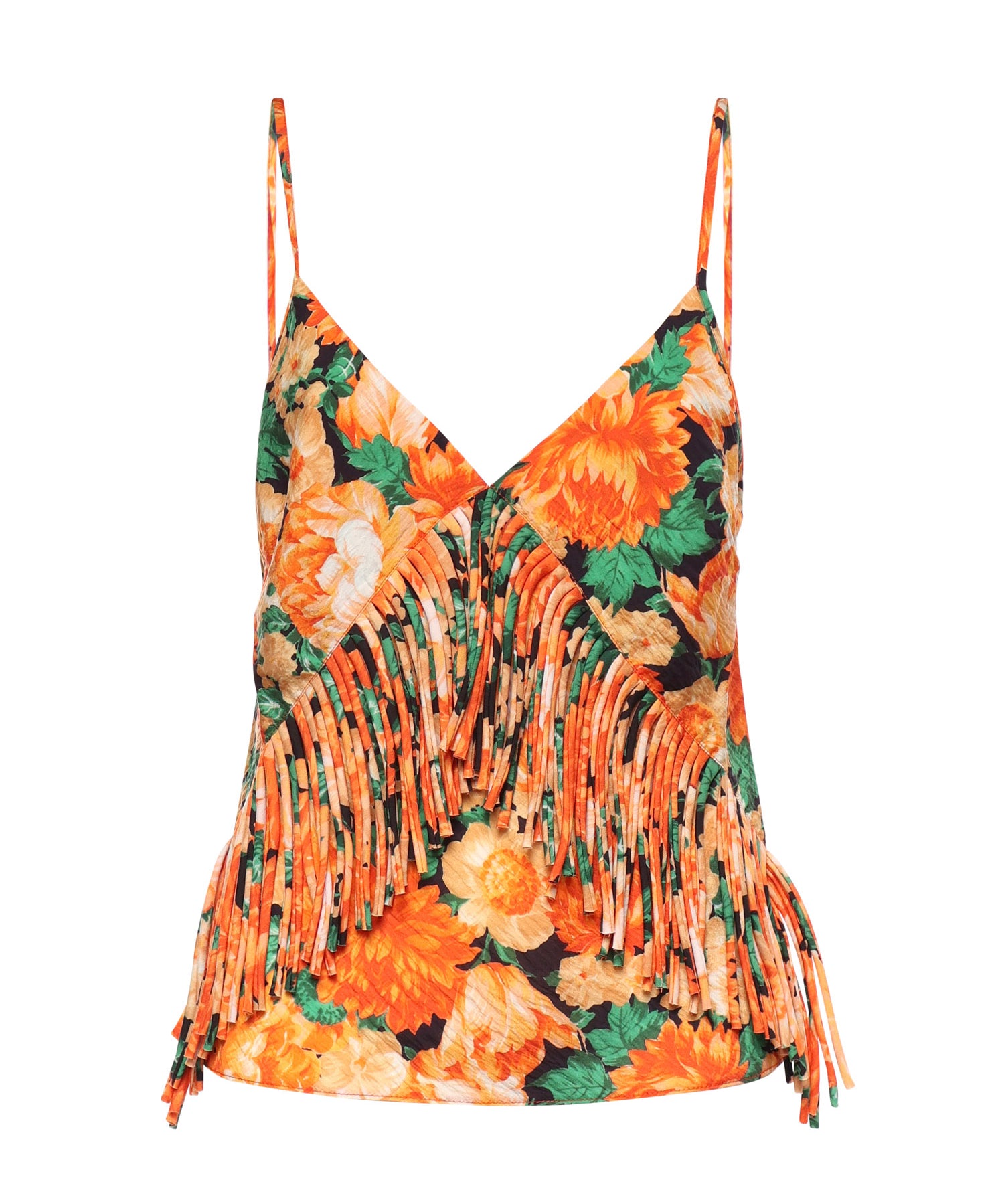Top smanicato con frange e stampa floreale 106823 A3AOAS4 PINKO 