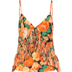 Top smanicato con frange e stampa floreale 106823 A3AOAS4 PINKO 