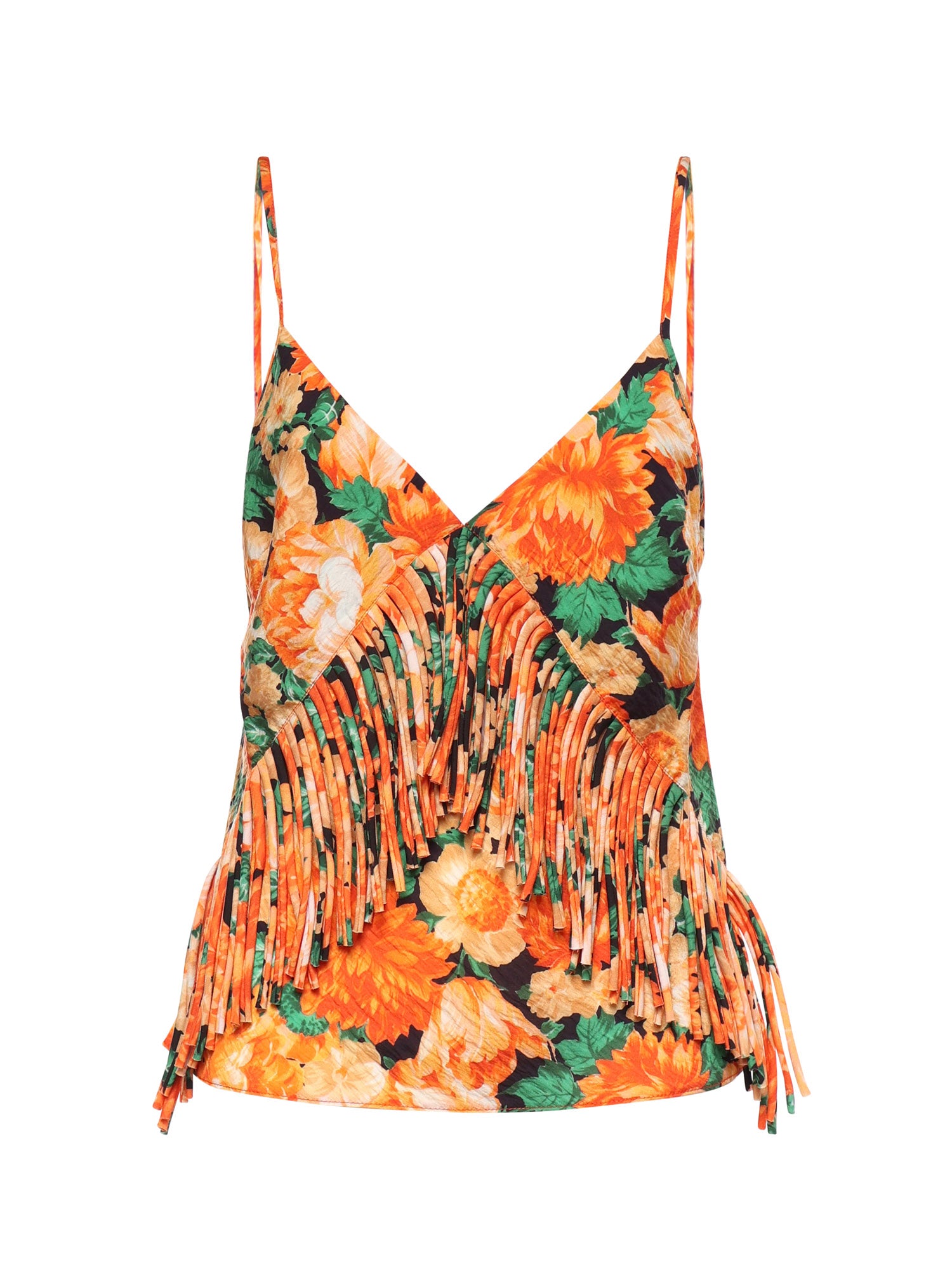 Top smanicato con frange e stampa floreale 106823 A3AOAS4 PINKO 