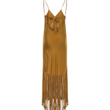 Abito lungo sottoveste con frange 106825 A3AYL25 PINKO 