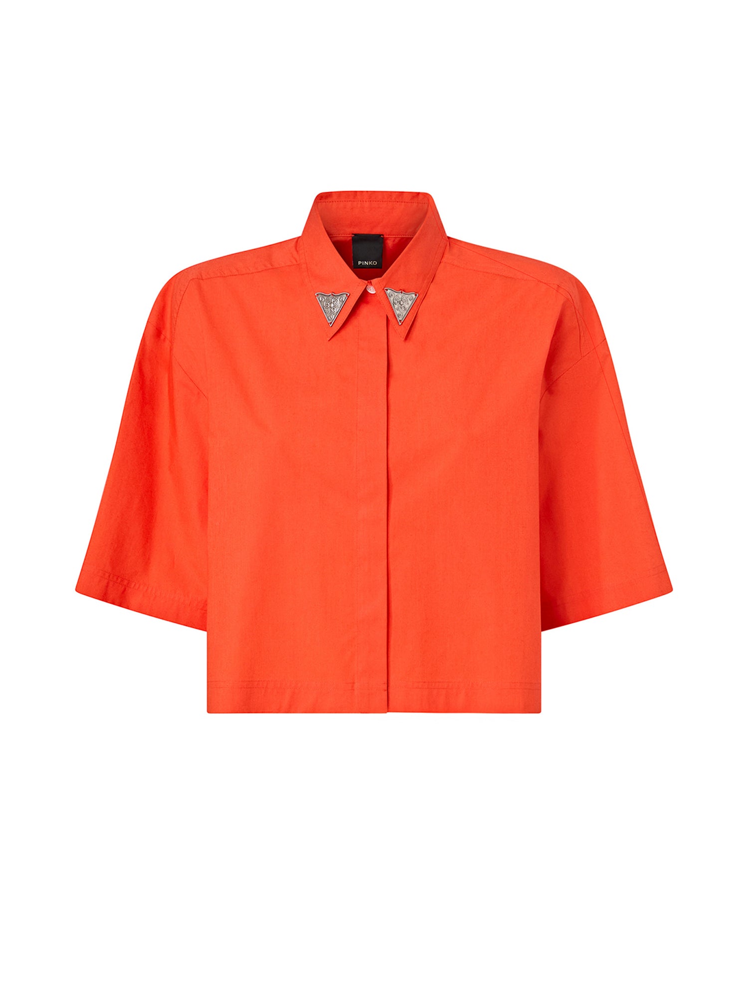 Camicia cropped con dettagli metallici 106826 A2LDA99 PINKO 