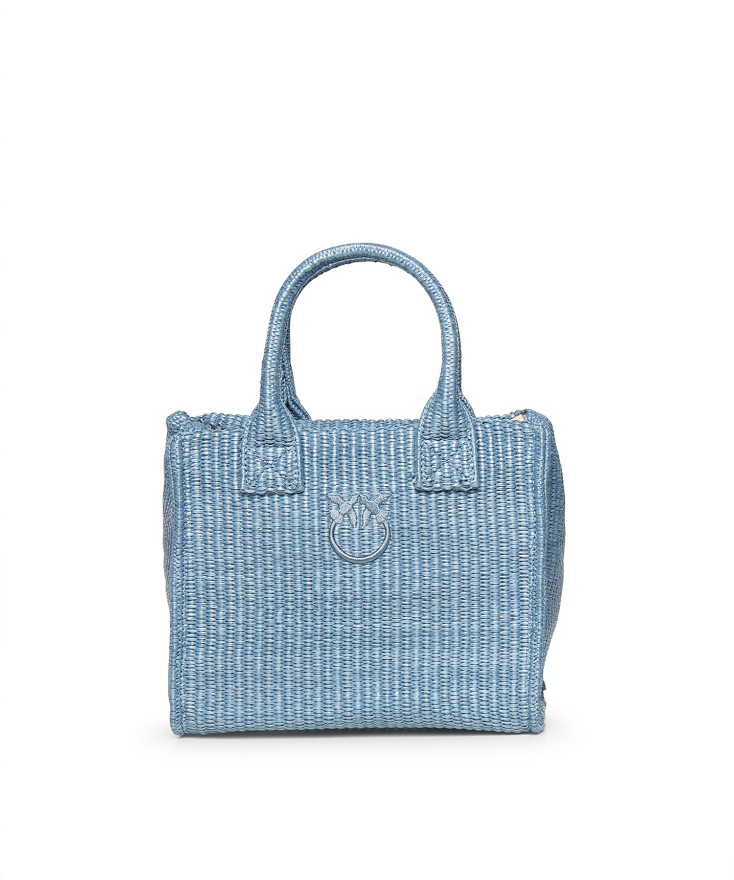 Borsa shopper piccola Beach in rafia con logo Love Birds 106832 A39YE5Y PINKO 