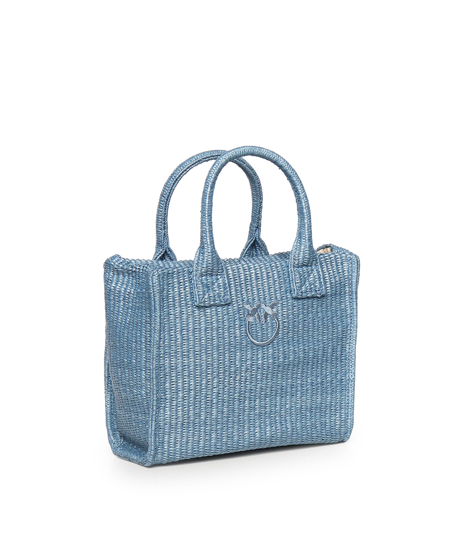 Borsa shopper piccola Beach in rafia con logo Love Birds 106832 A39YE5Y PINKO 