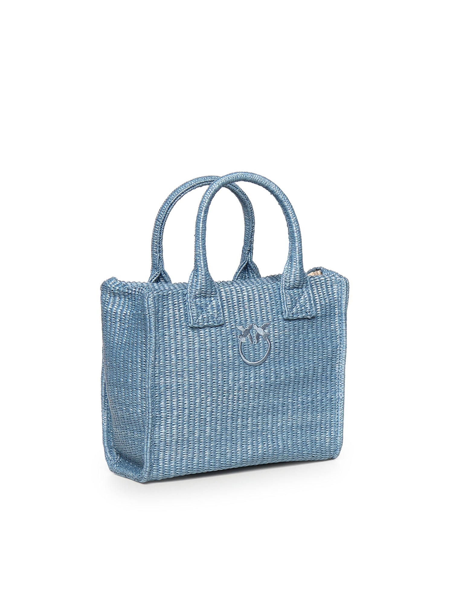 Borsa shopper piccola Beach in rafia con logo Love Birds 106832 A39YE5Y PINKO 