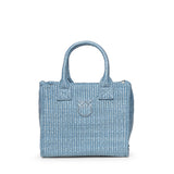 Borsa shopper piccola Beach in rafia con logo Love Birds 106832 A39YE5Y PINKO 